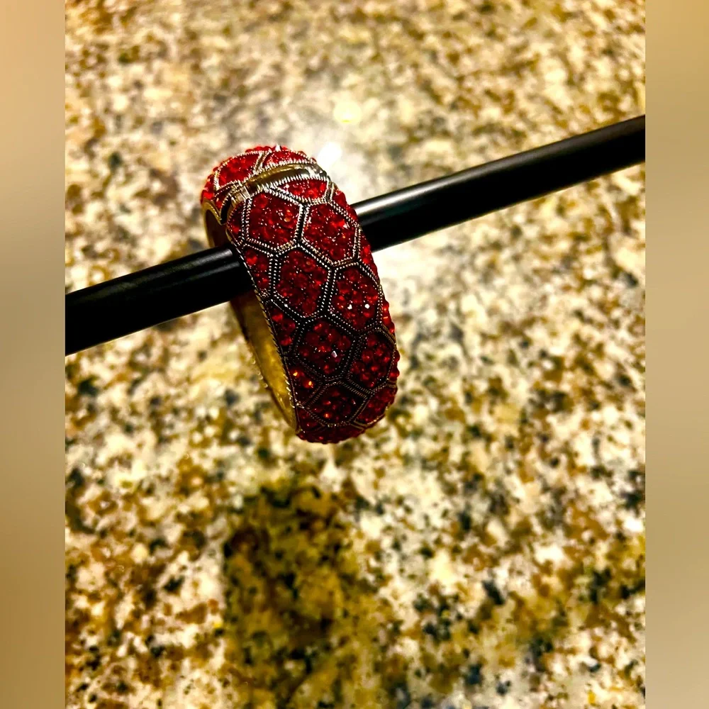 Ruby Red Rhinestone Bangle - Picture 2 of 4